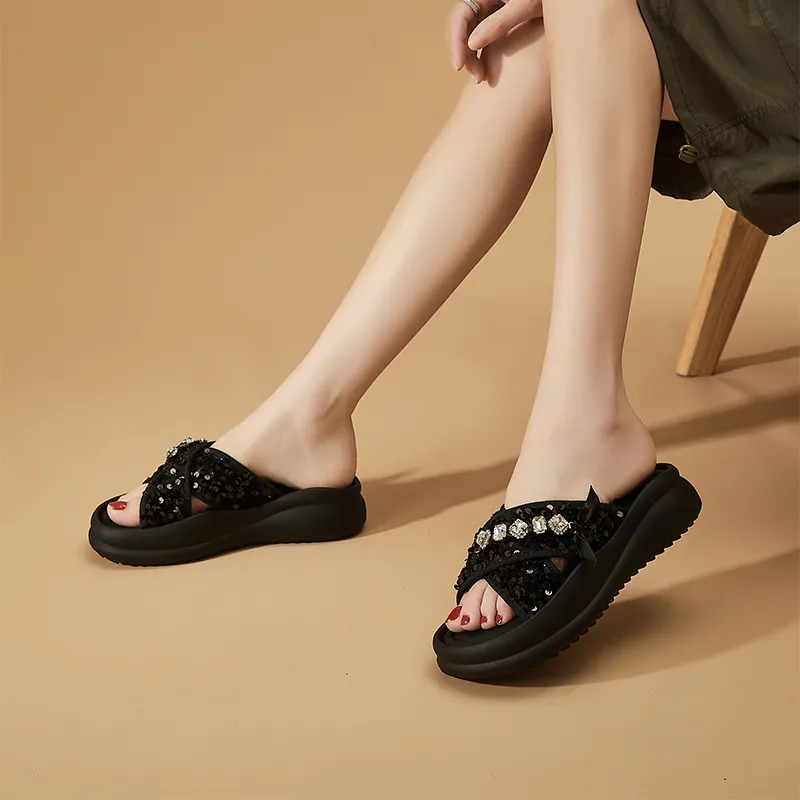 DAPHNE PVC Polyvinyl Chloride Quiet, Odor Resistant, Abrasion Resistant Slide Slippers Women's-6