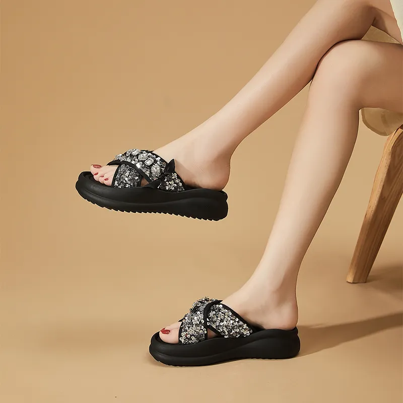 DAPHNE PVC Polyvinyl Chloride Quiet, Odor Resistant, Abrasion Resistant Slide Slippers Women's-1