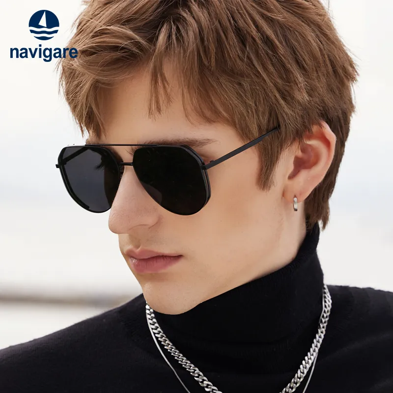NAVIGARE Plate Frame Aviator Sunglasses Unisex-2