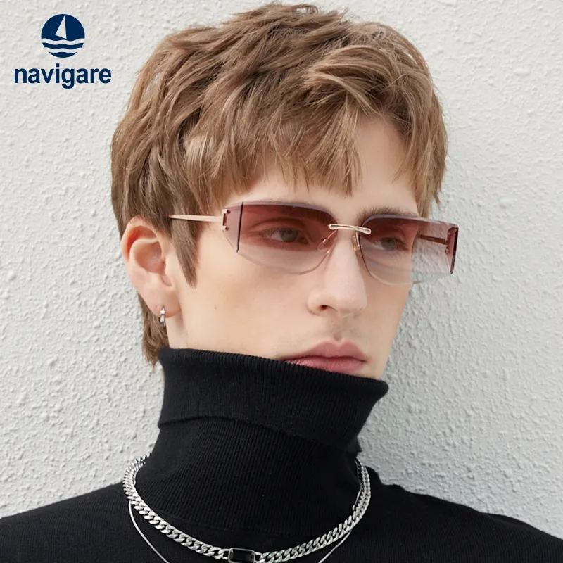 NAVIGARE Plate Frame Irregular Shape Sunglasses Unisex-3