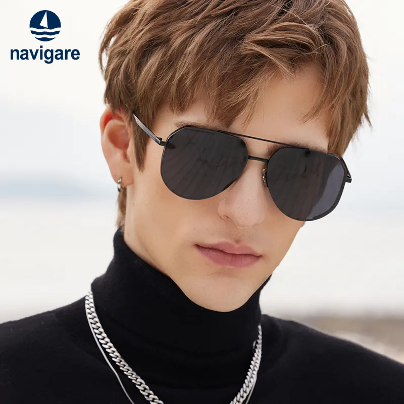 NAVIGARE Plate Frame Aviator Sunglasses Unisex-1