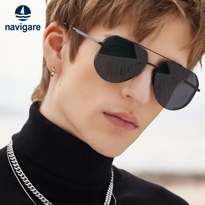 NAVIGARE Plate Frame Aviator Sunglasses Unisex-3