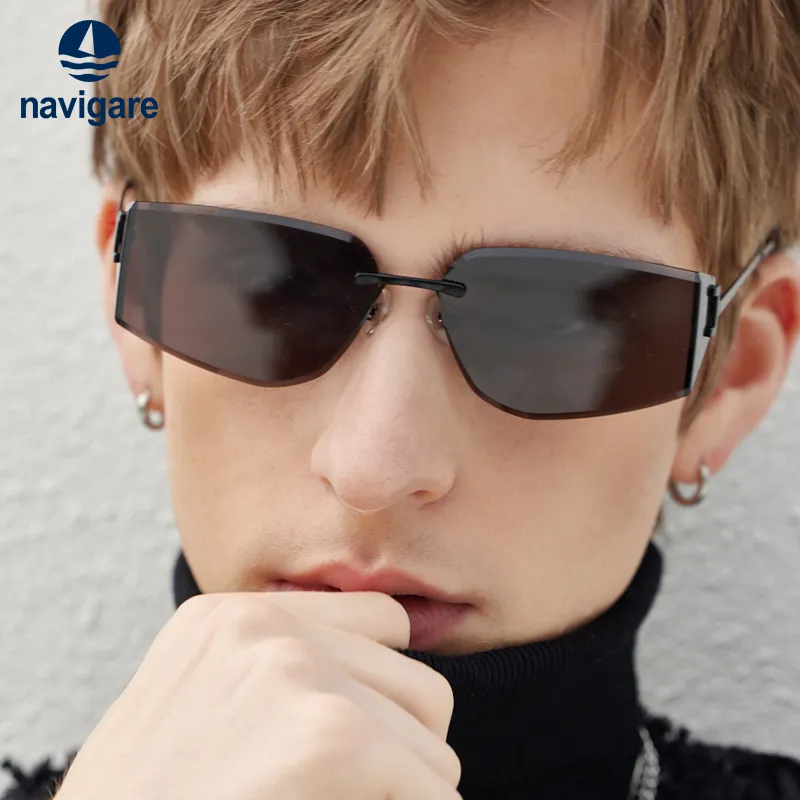 NAVIGARE Plate Frame Irregular Shape Sunglasses Unisex-1
