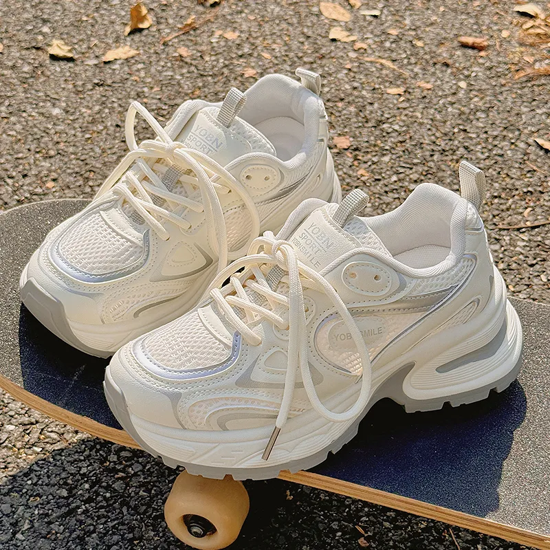Miss Zhang Anti Slip Wear Resistant Low Top Chunky Sneakers Women's Beige-6