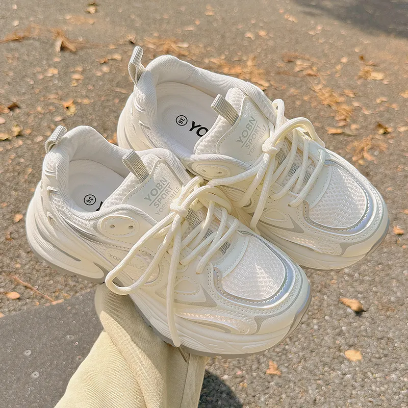 Miss Zhang Anti Slip Wear Resistant Low Top Chunky Sneakers Women's Beige-1