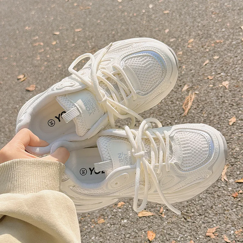 Miss Zhang Anti Slip Wear Resistant Low Top Chunky Sneakers Women's Beige-4