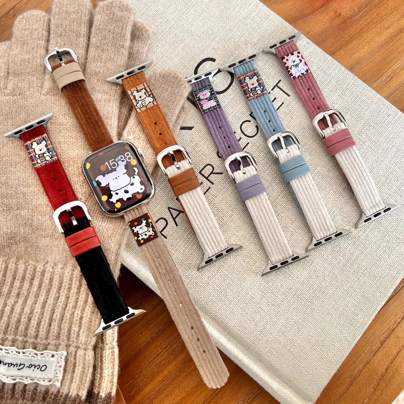 PULAISI Watch Bands Apple Compatibility 190mm Corduroy Material-1