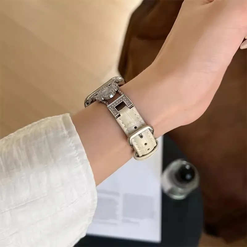PULAISI Apple Compatibility Watch Band 220mm Genuine Leather Material-1