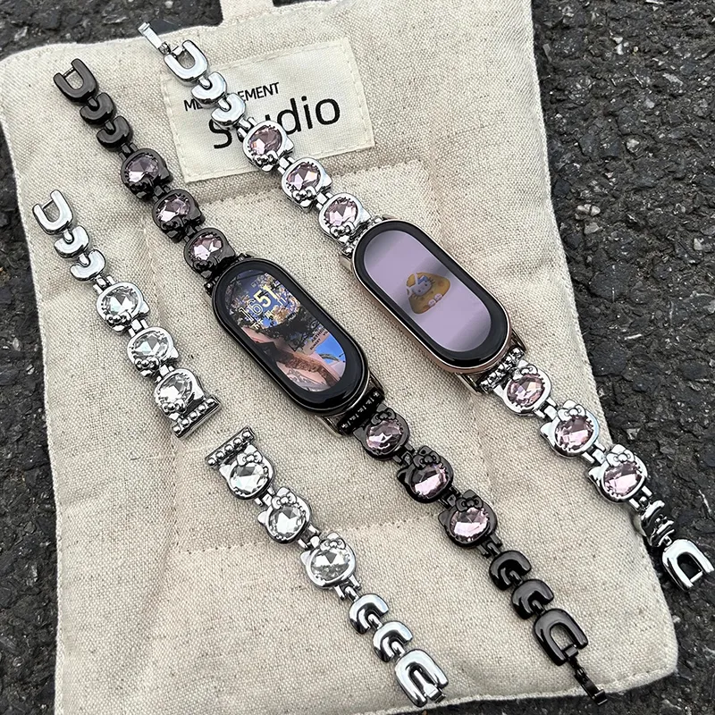 PULAISI Compatibility With Xiaomi Smart Band 9/8/7/6/5/4/3 NFC Strap Xiaomi Compatibility Watch Band 190mm Metal-2