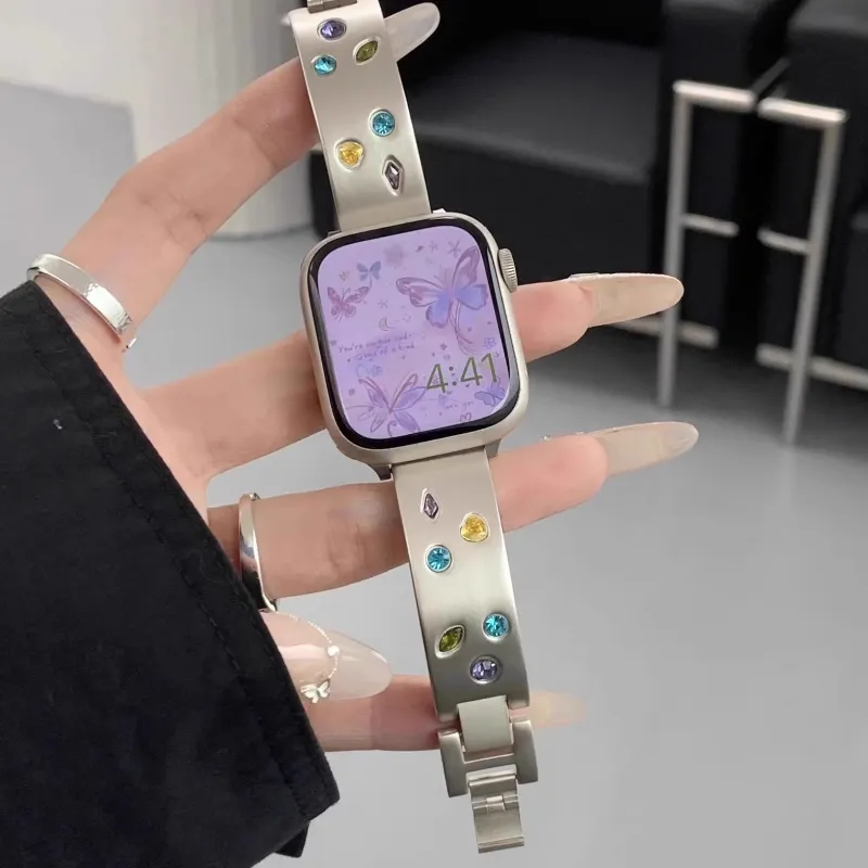 PULAISI Compatibility AppleWatch Ultra1/2/iwatch9/8/7/6/SE Apple Compatibility Watch Band 169mm Metal-37