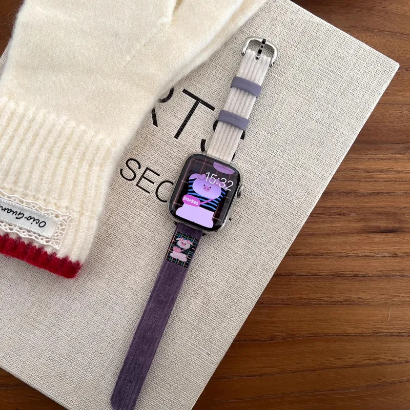PULAISI Watch Bands Apple Compatibility 190mm Corduroy Material-4