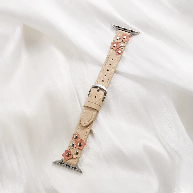PULAISI Watch Band Apple Compatibility 190mm Cowhide Leather Material-1