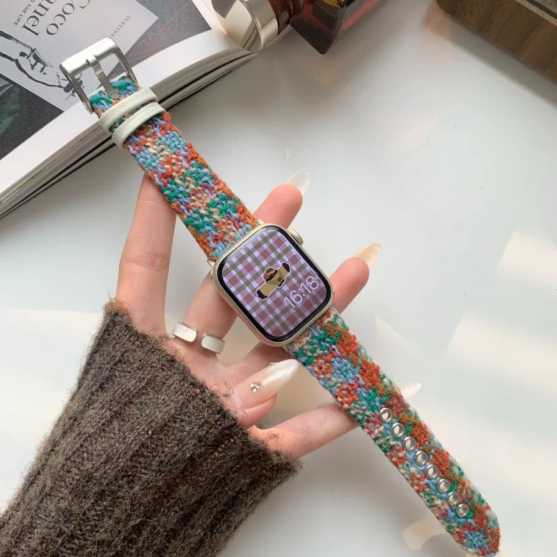 PULAISI Apple Compatibility Watch Band Plush Woolen Material-1