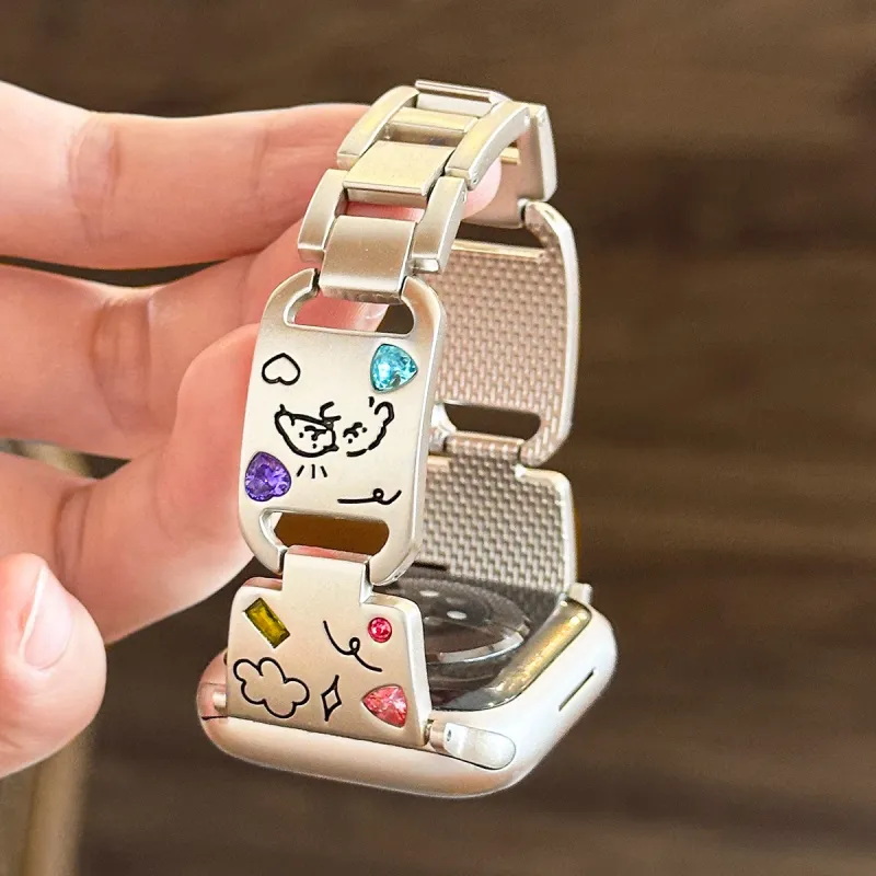 PULAISI Compatibility AppleWatch Ultra1/2/iwatch9/8/7/6/SE Apple Compatibility Watch Band 169mm Metal-2