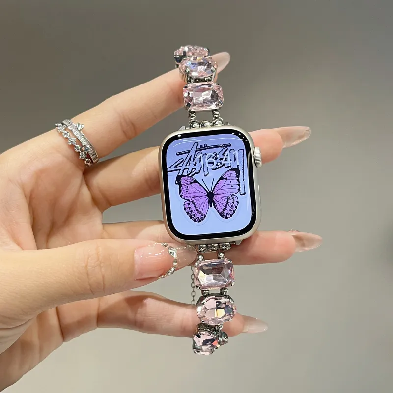 PULAISI Watch Band Apple Compatibility Multicolor Glass Material-6