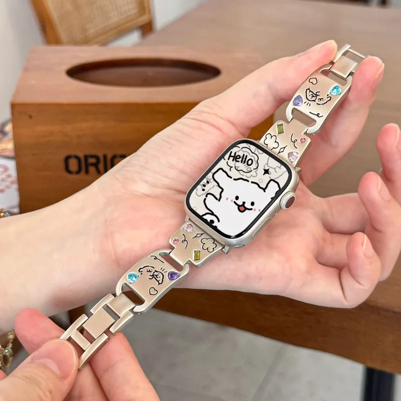 PULAISI Compatibility AppleWatch Ultra1/2/iwatch9/8/7/6/SE Apple Compatibility Watch Band 169mm Metal-13