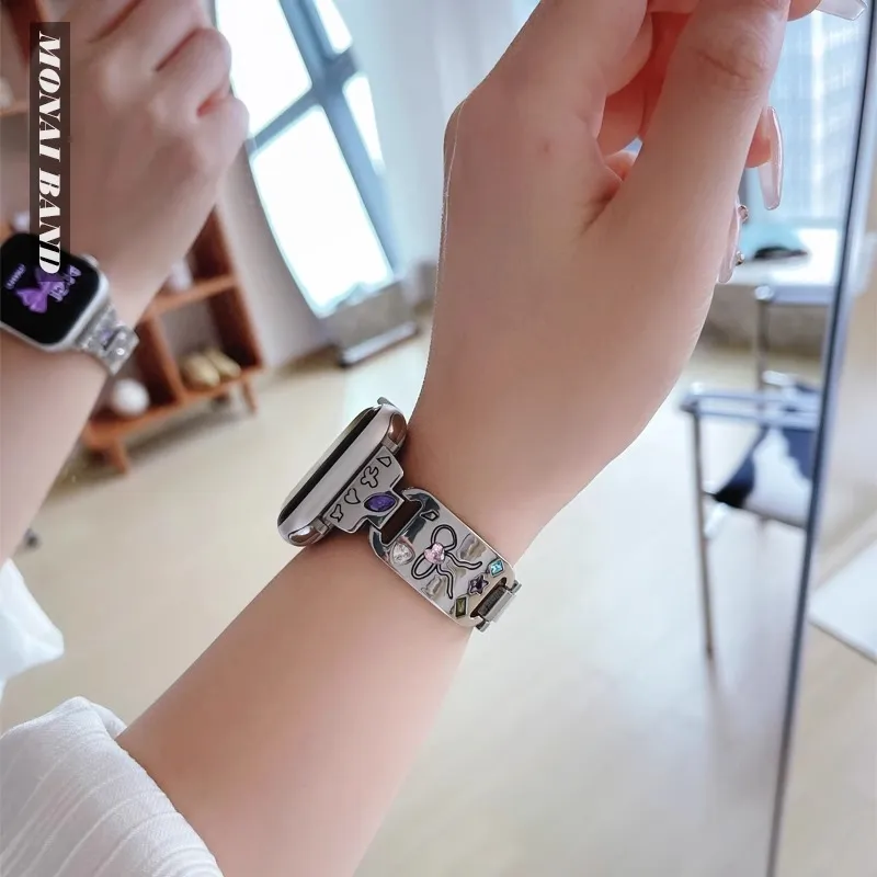PULAISI Compatibility AppleWatch Ultra1/2/iwatch9/8/7/6/SE Apple Compatibility Watch Band 169mm Metal-30