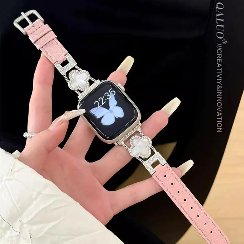 PULAISI Apple Compatibility Watch Band 220mm Genuine Leather Material-4