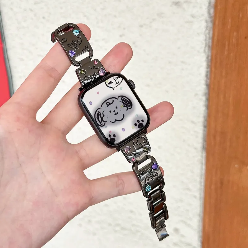PULAISI Compatibility AppleWatch Ultra1/2/iwatch9/8/7/6/SE Apple Compatibility Watch Band 169mm Metal-15