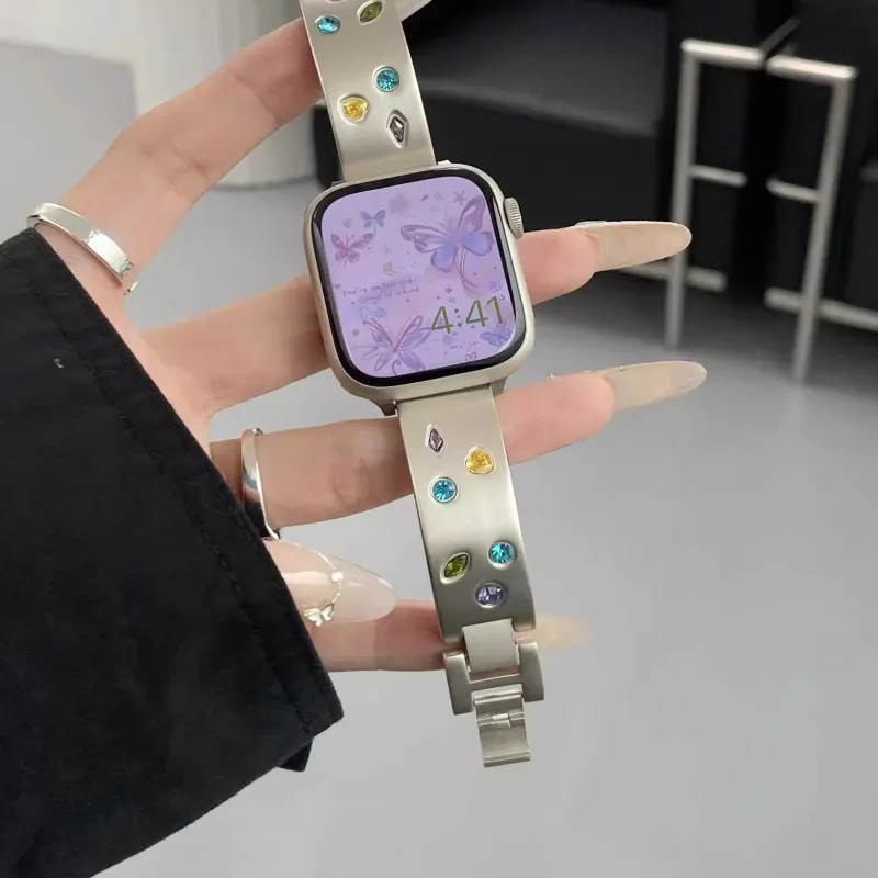 PULAISI Compatibility AppleWatch Ultra1/2/iwatch9/8/7/6/SE Apple Compatibility Watch Band 169mm Metal-43