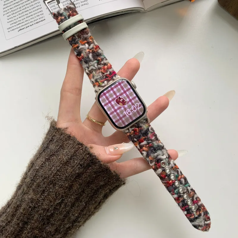 PULAISI Apple Compatibility Watch Band Plush Woolen Material-4