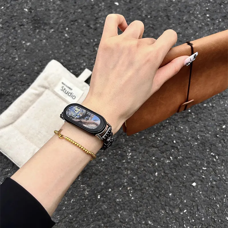 PULAISI Compatibility With Xiaomi Smart Band 9/8/7/6/5/4/3 NFC Strap Xiaomi Compatibility Watch Band 190mm Metal-9