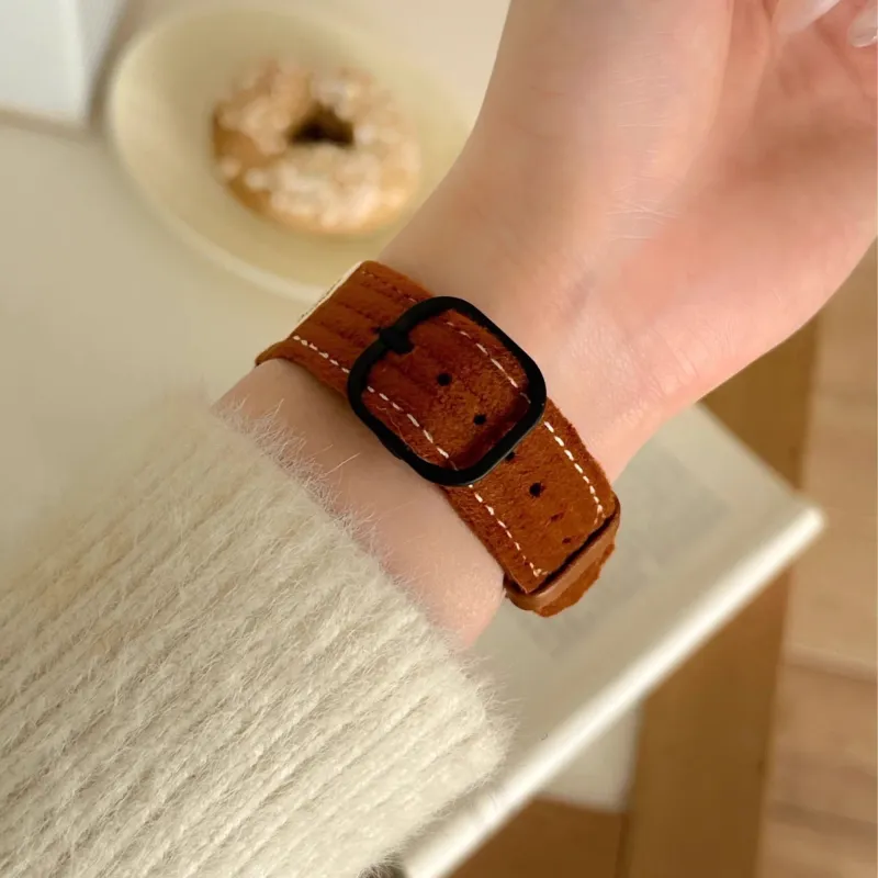 PULAISI Watch Band Apple Compatibility Plush, Leather Material-13