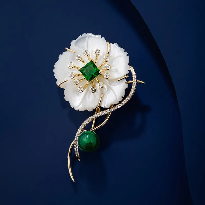 VIOLET Mother Of Pearl Flower Brooches Women's-3