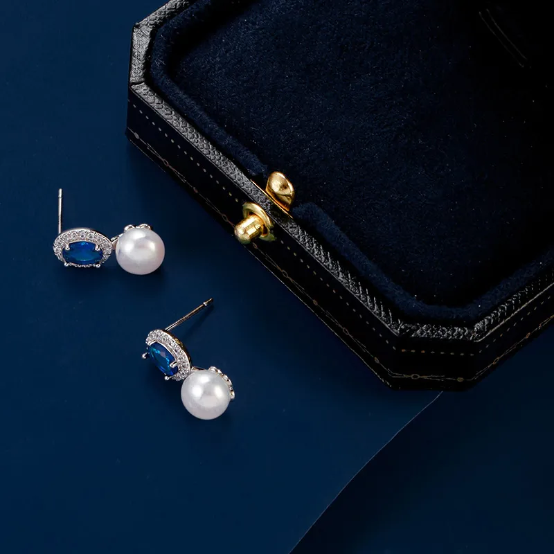 VIOLET Copper Alloy Pearl Earrings Women's-3