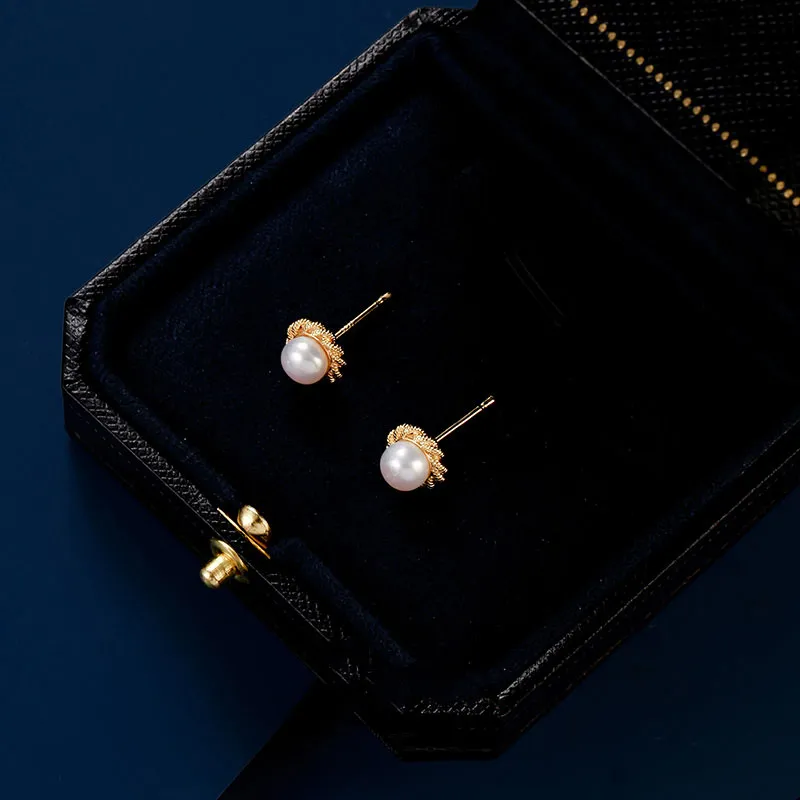 VIOLET Pearl Stud Earrings Women's-3