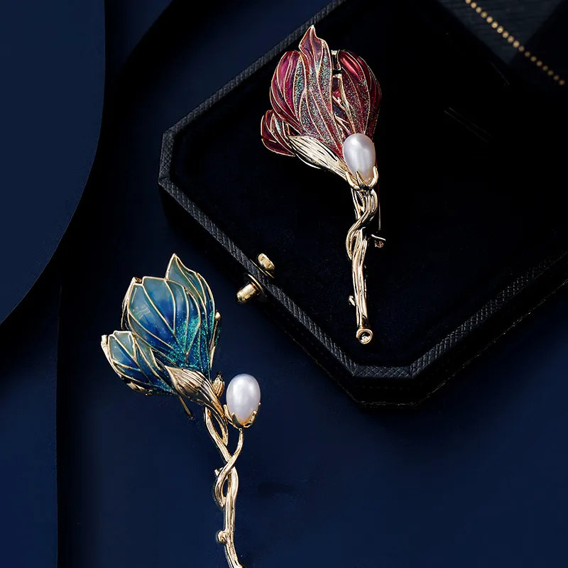 VIOLET Enamel Pearl Brooches Women's-4