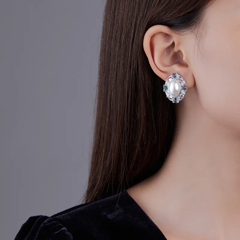 VIOLET S925 Sterling Silver Needle Stud Earrings Women's-1