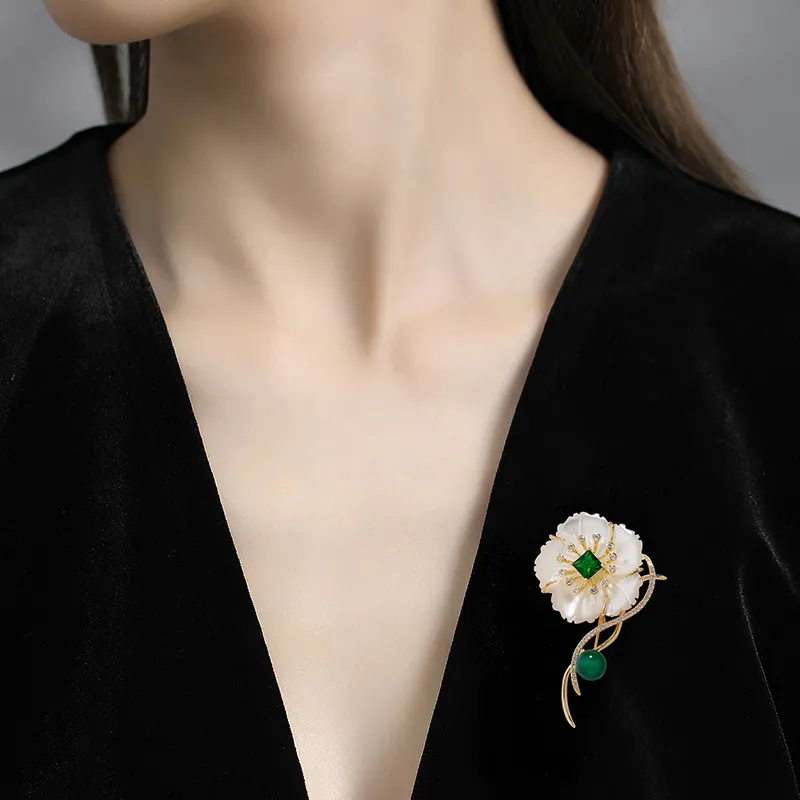 VIOLET Mother Of Pearl Flower Brooches Women's-1