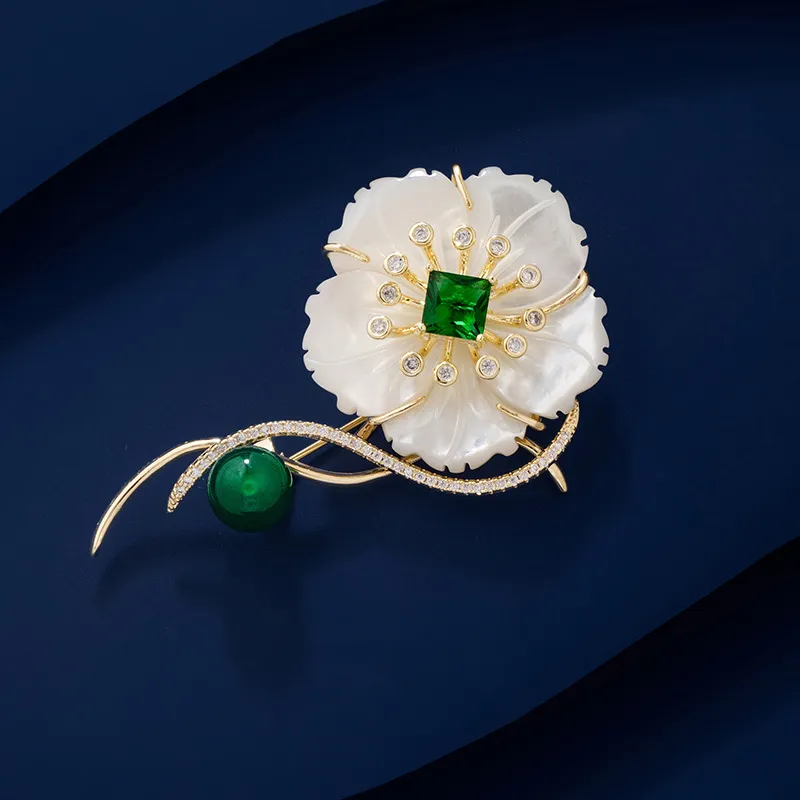 VIOLET Mother Of Pearl Flower Brooches Women's-2