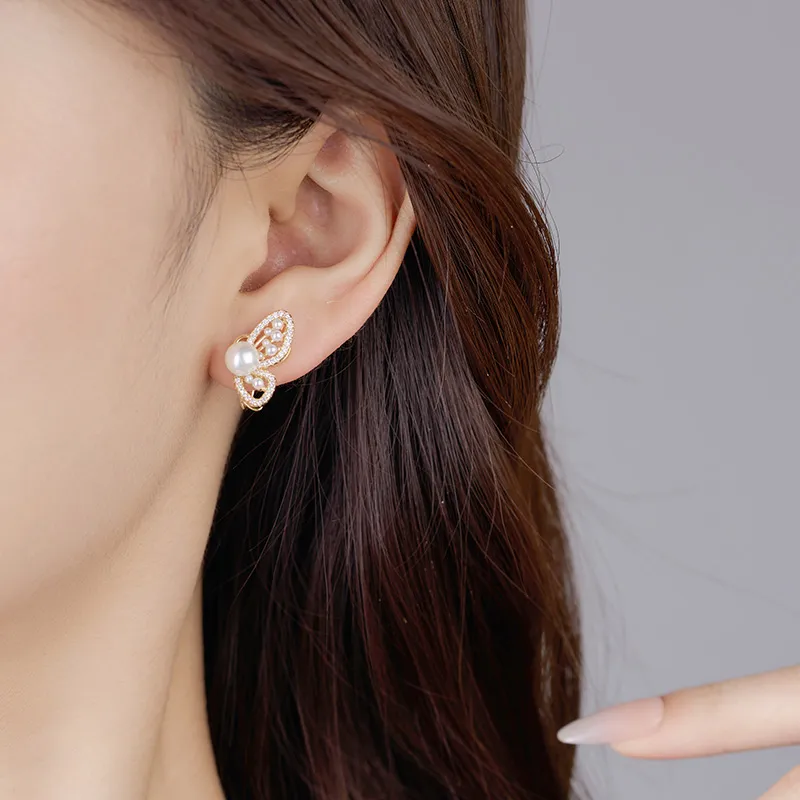 VIOLET Faux Pearl Clip On Earrings Women's-1