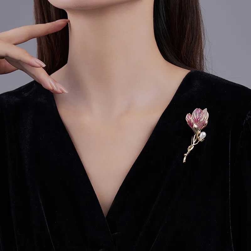 VIOLET Enamel Pearl Brooches Women's-6
