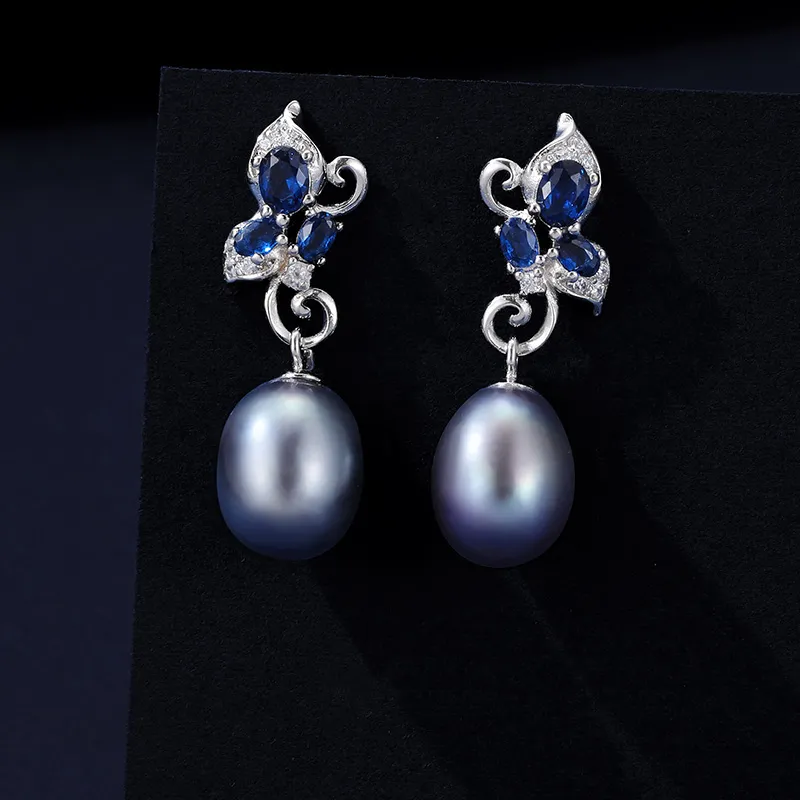 VIOLET S925 Sterling Silver Stud, Pearl Earrings Women's-2
