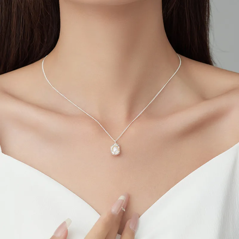VIOLET S925 Silver Pearl Necklaces Women's-6