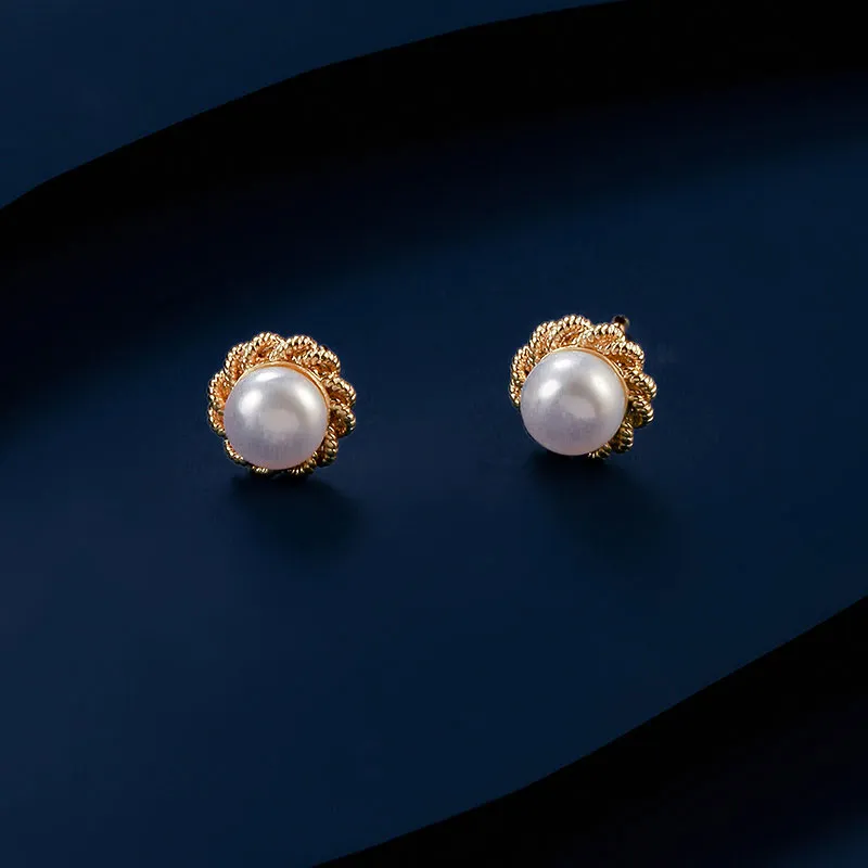 VIOLET Pearl Stud Earrings Women's-2