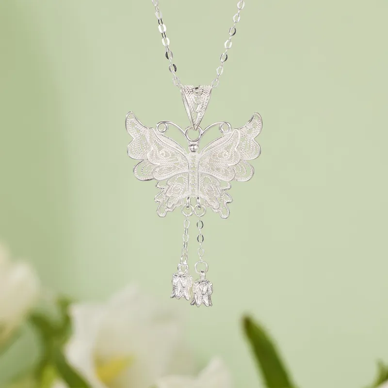 XIHUILIN Foot Silver 990 Necklaces Women's-3