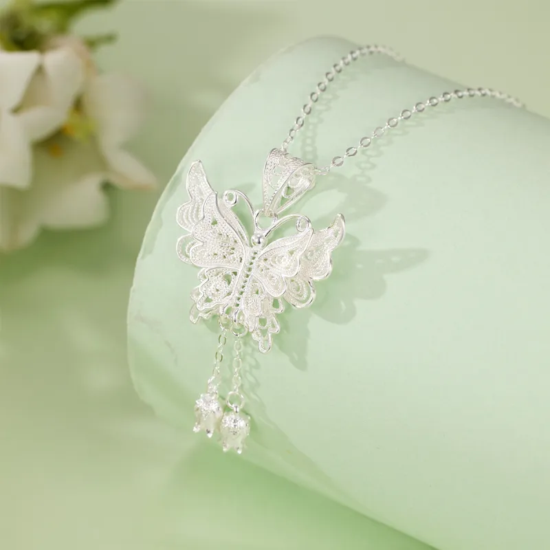 XIHUILIN Foot Silver 990 Necklaces Women's-4