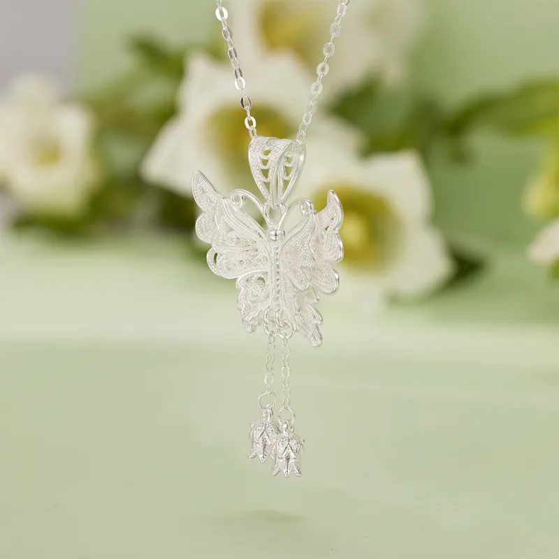 XIHUILIN Foot Silver 990 Necklaces Women's-2
