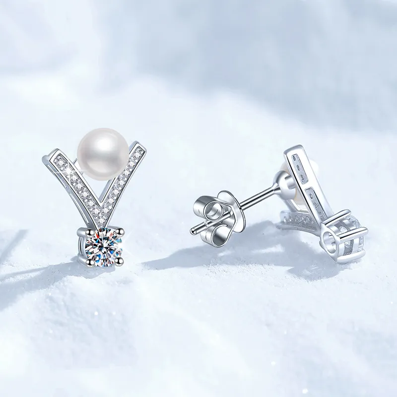 JINJI Pearl Stud Earrings Women's-3