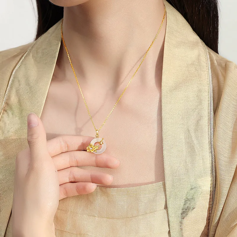 JINJI Natural Chalcedony Necklaces Women's-9