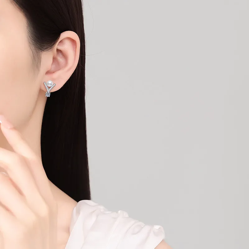 JINJI Pearl Stud Earrings Women's-4