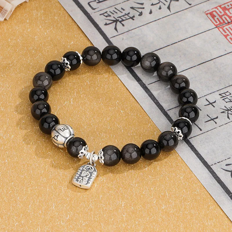 JINJI Natural Obsidian Bracelets Unisex-5