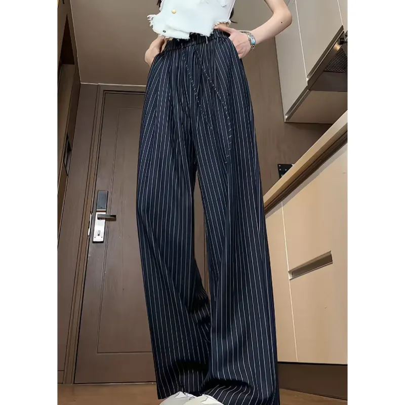 Vitocano Casual Pants Unisex Blue Stripes Pattern-5
