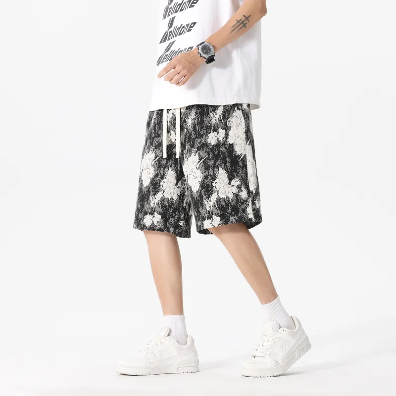 Vitocano Casual Shorts Unisex Black Floral-3