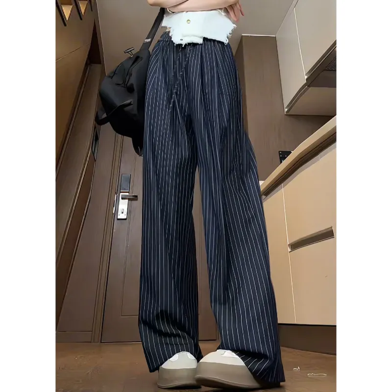 Vitocano Casual Pants Unisex Blue Stripes Pattern-2