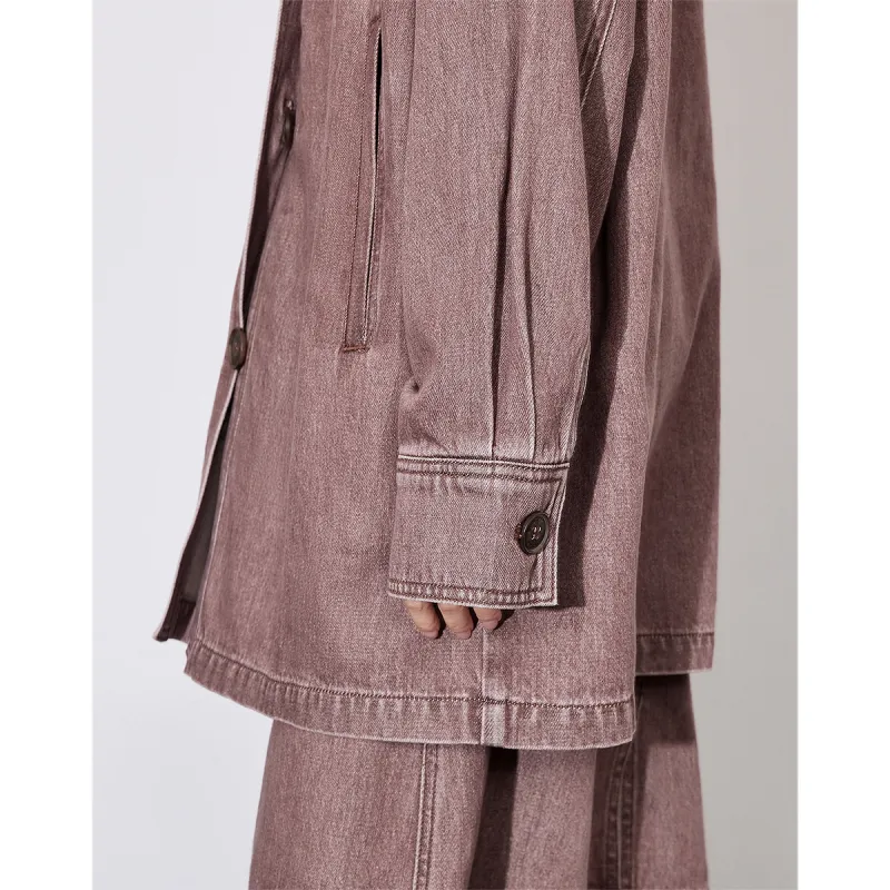 Initial Language Denim Jacket Women's Brick Pink-1